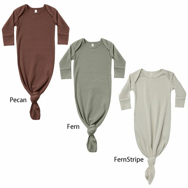 オーガニックコットン ベビーリブ結びガウン(長袖)