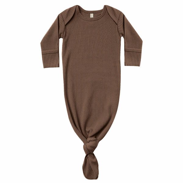オーガニックコットン ベビーリブ結びガウン(長袖)