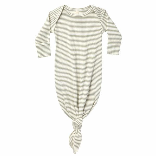オーガニックコットン ベビーリブ結びガウン(長袖)
