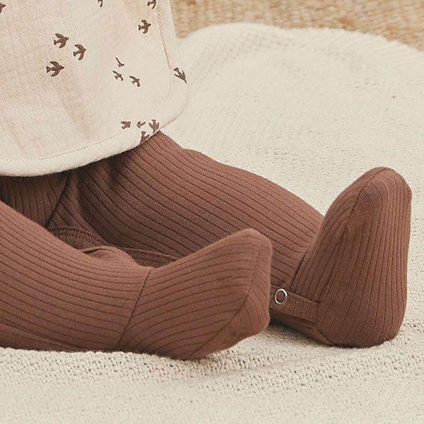 オーガニックコットン ベビーリブ足つきカバーオール(長袖)