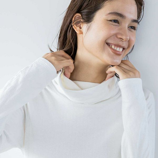 オーガニックコットン ダブルガーゼ オフタートルネック