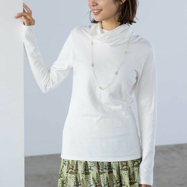 オーガニックコットン ダブルガーゼ オフタートルネック