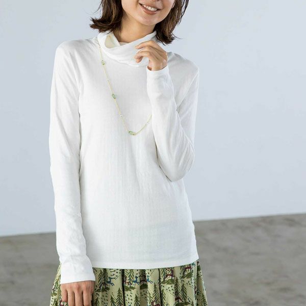 オーガニックコットン ダブルガーゼ オフタートルネック