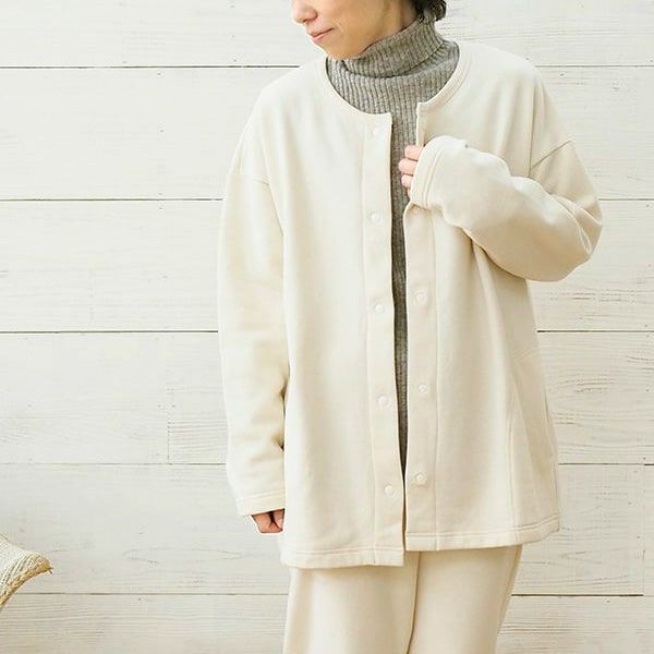 オーガニックコットン 裏起毛スウェットカーディガン