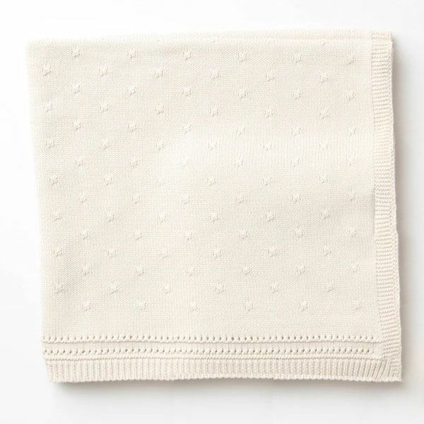 オーガニックコットン タック柄編みニットブランケット