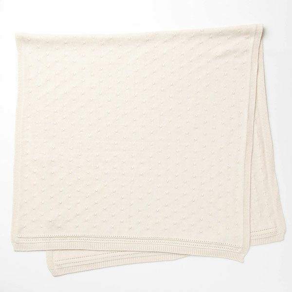オーガニックコットン タック柄編みニットブランケット