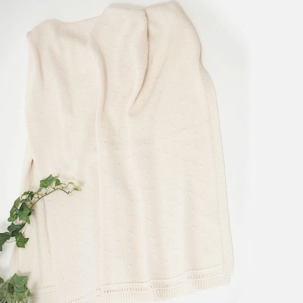 オーガニックコットン タック柄編みニットブランケット