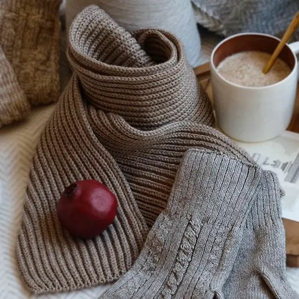 オーガニックコットン&ヤクショートマフラー