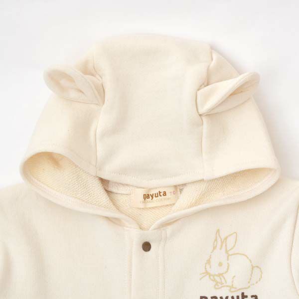 オーガニックコットン ベビー耳付きパーカー
