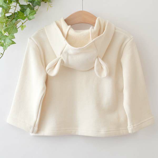 オーガニックコットン ベビー耳付きパーカー