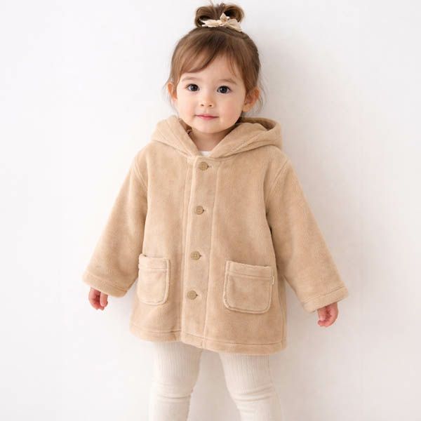 オーガニックコットン ベビーフード付きファーコート