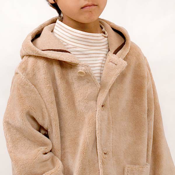 オーガニックコットン ベビーフード付きファーコート