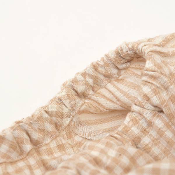 オーガニックコットン キッズ長袖スモック ブラウン×ナチュラル