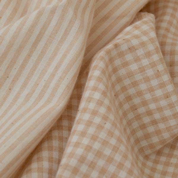 オーガニックコットン キッズ長袖スモック ブラウン×ナチュラル