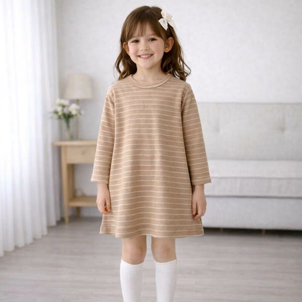 オーガニックコットン キッズ長袖ワンピース