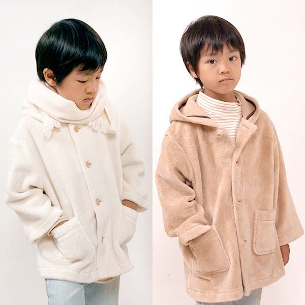 オーガニックコットン キッズフード付きファーコート