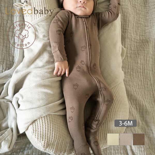 オーガニックコットン ベビー足つきカバーオール Acorn