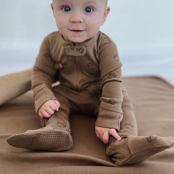 オーガニックコットン ベビー足つきカバーオール Acorn