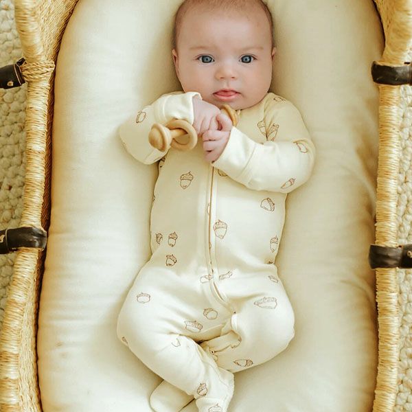 オーガニックコットン ベビー足つきカバーオール Acorn