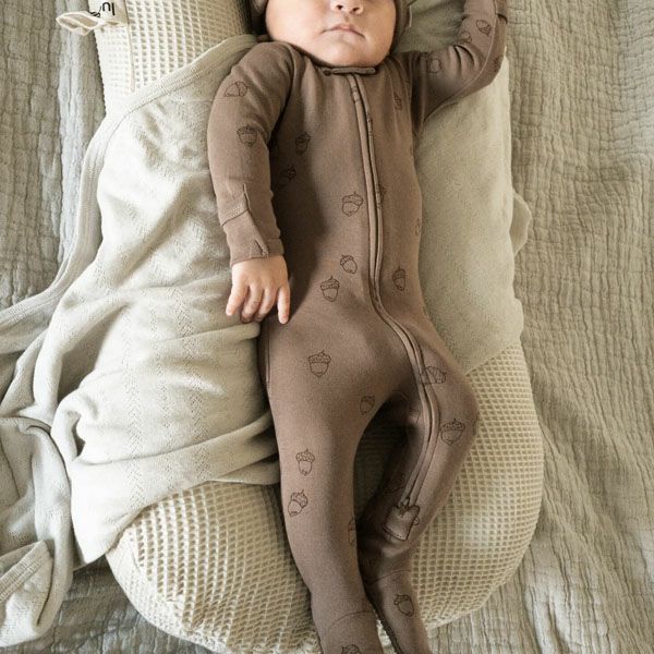 オーガニックコットン ベビー足つきカバーオール Acorn
