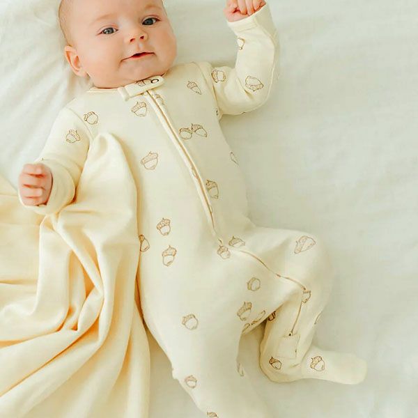 オーガニックコットン ベビー足つきカバーオール Acorn