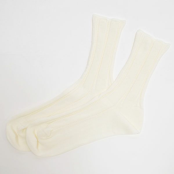 オーガニックコットン タックリブソックス ホワイト 22-24