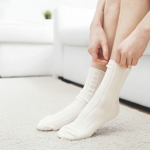 オーガニックコットン タックリブソックス ホワイト 22-24