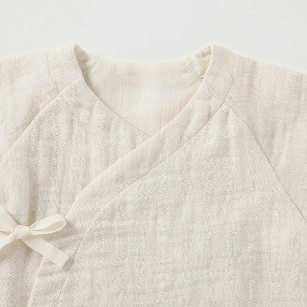 オーガニックコットン&リネン ベビーダブルガーゼコンビ肌着 グレー 70-80