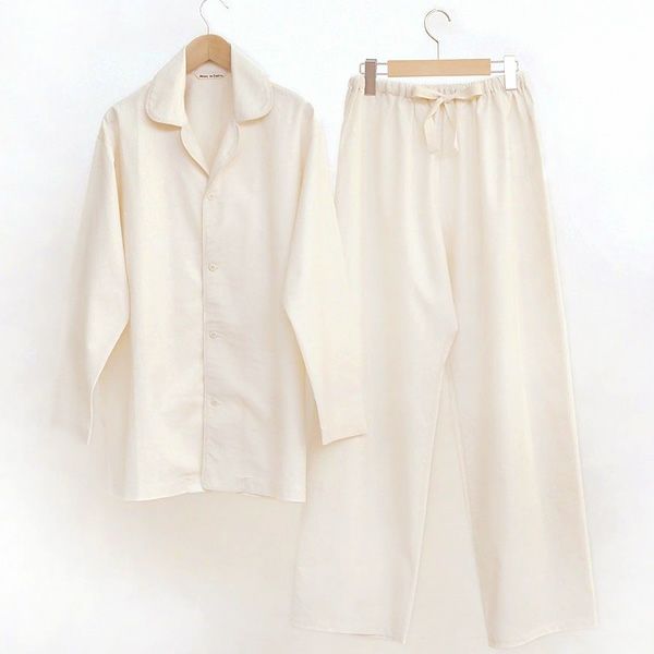 オーガニックコットン オープンカラーブラッシュドパジャマ