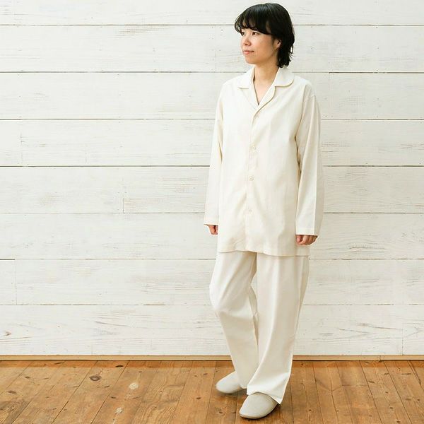オーガニックコットン オープンカラーブラッシュドパジャマ