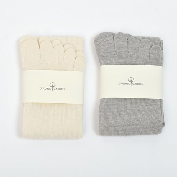 オーガニックコットン綿100%5本指ハイソックス