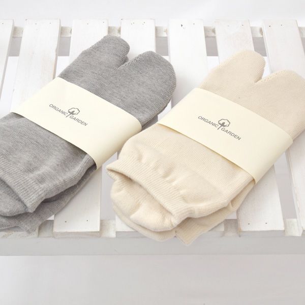 オーガニックコットン タビ型パイルアンクル丈ソックス