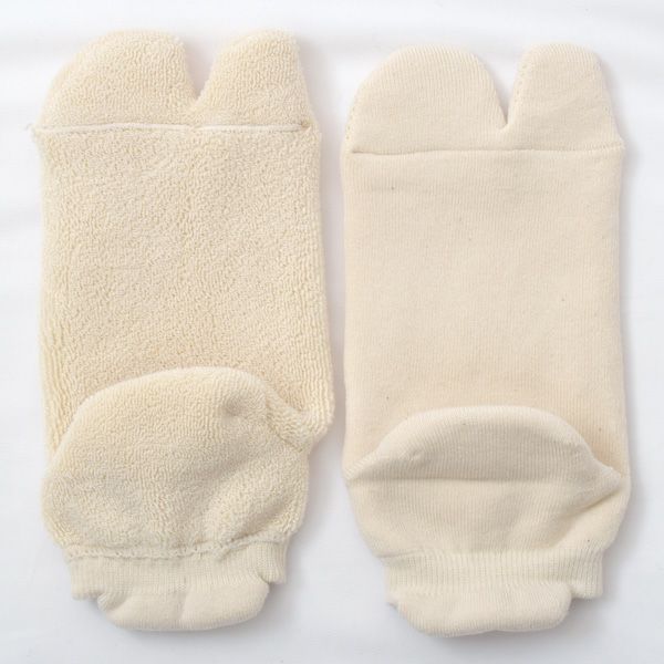 オーガニックコットン タビ型パイルアンクル丈ソックス