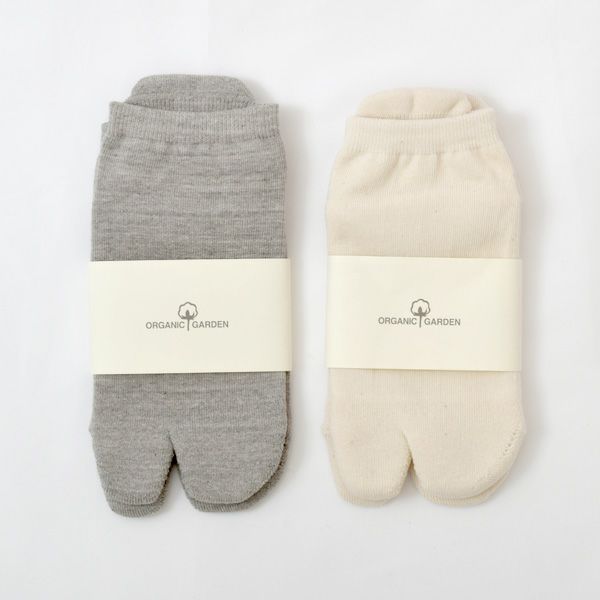 オーガニックコットン タビ型パイルアンクル丈ソックス