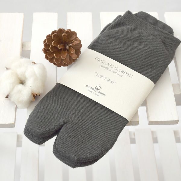 オーガニックコットン五倍子タビ型パイルアンクル丈ソックス