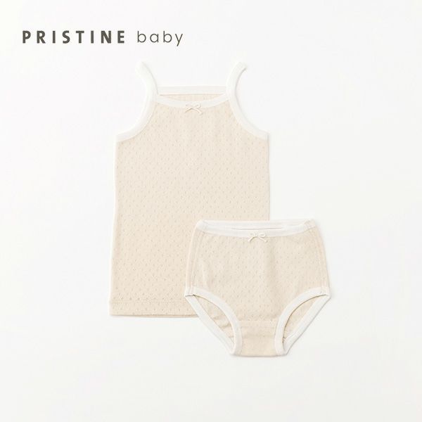 オーガニックコットン ベビー フラワーメッシュキャミ＆ショーツ