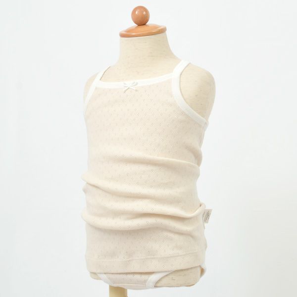 オーガニックコットン ベビー フラワーメッシュキャミ＆ショーツ