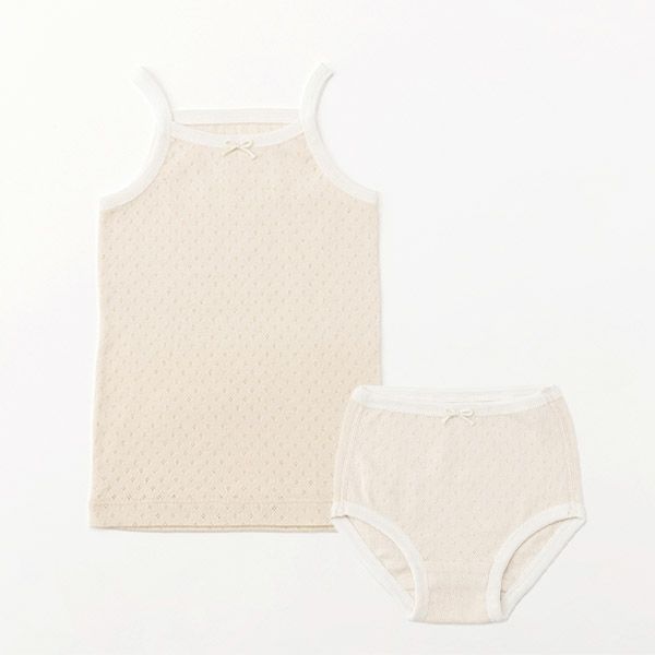 オーガニックコットン ベビー フラワーメッシュキャミ＆ショーツ