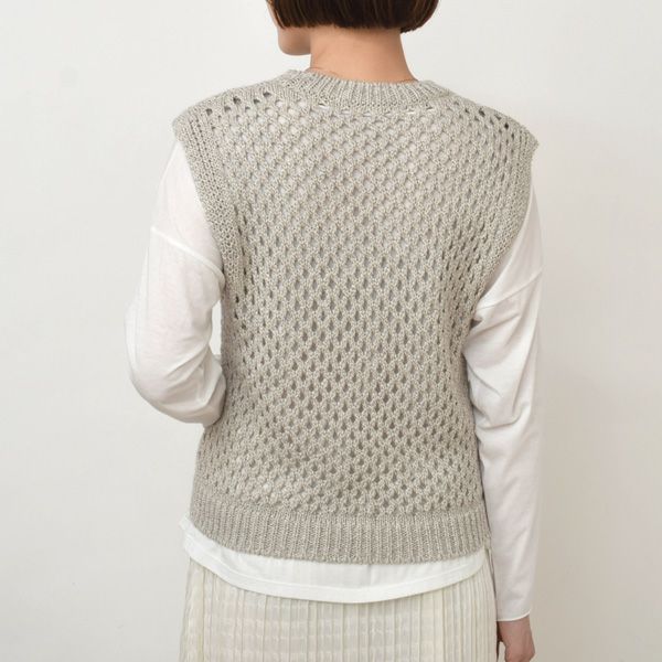 オーガニックコットン＆ヤクリネン メッシュ編みベスト