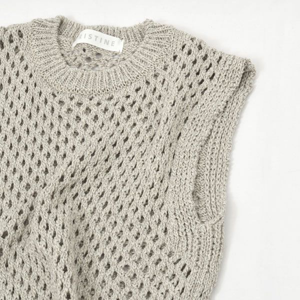 オーガニックコットン＆ヤクリネン メッシュ編みベスト