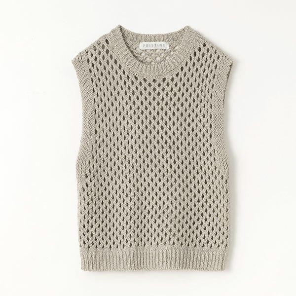 オーガニックコットン＆ヤクリネン メッシュ編みベスト