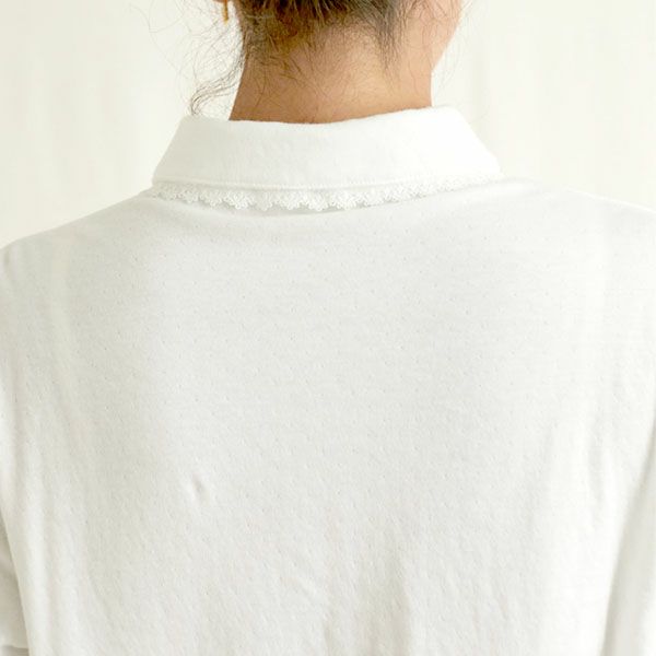 オーガニックコットン リラックスコットンレース襟トップス