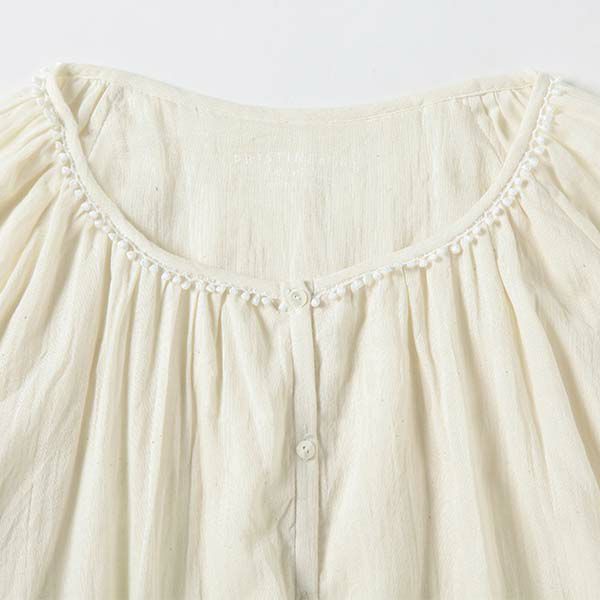 オーガニックコットン ガーゼギャザーパジャマ(長袖) ナチュラル M