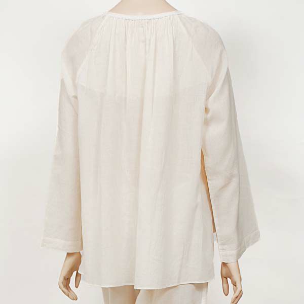 オーガニックコットン ガーゼギャザーパジャマ(長袖) ナチュラル M