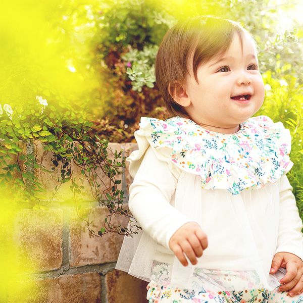 オーガニックコットン ラウンドフリルスタイ 花咲く音色