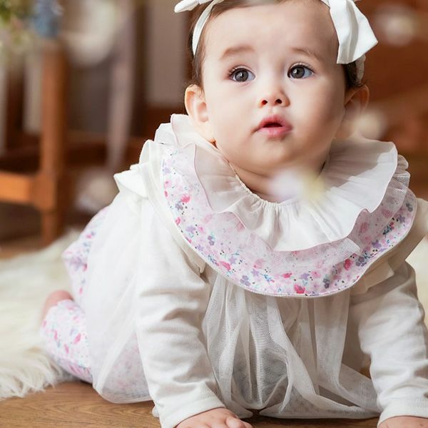 オーガニックコットン フリルスタイ 妖精と花たち