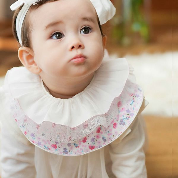 オーガニックコットン フリルスタイ 妖精と花たち