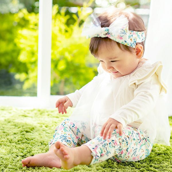 オーガニックコットン ベビーフリルパンツ（ロング） 花咲く音色