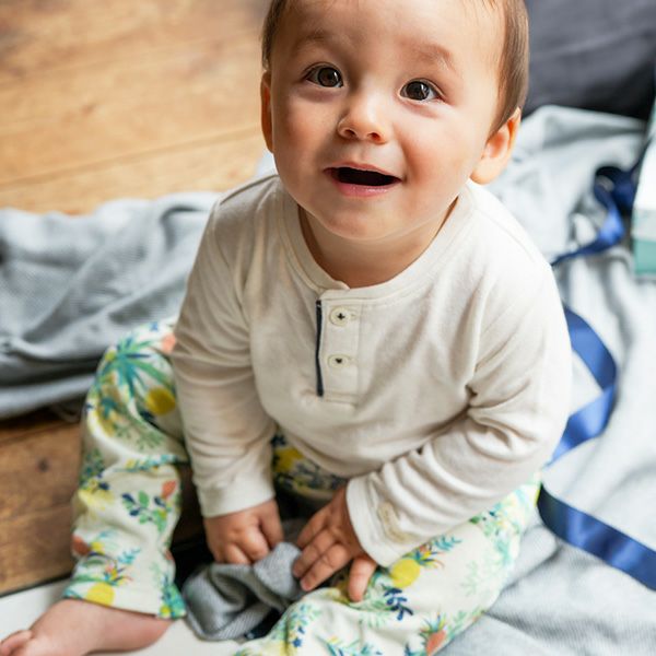 オーガニックコットン ベビー長袖ヘンリーネックトップス