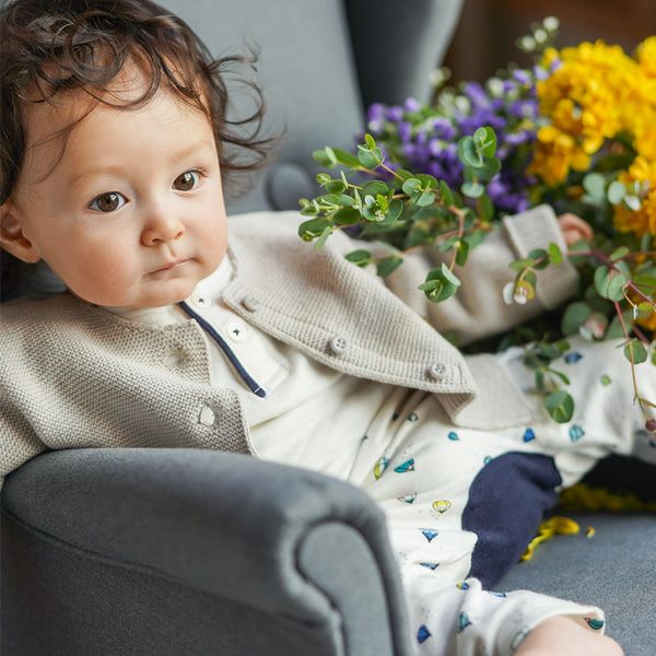 オーガニックコットン ベビー長袖ヘンリーネックトップス